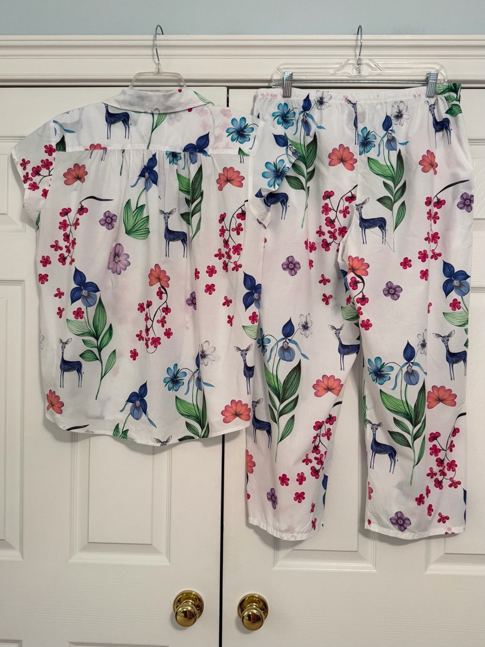 LIKE NEW The Cat’s Pajamas Oh Deer PJs 100% Luxe Pima Cotton XL - Picture 2 of 16
